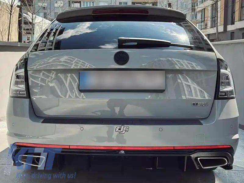 Set de stopuri LED potrivit pentru Skoda Octavia Combi 2012-2016, pentru modelul cu stopuri LED din fabrică, cu bază neagră, stânga și dreapta-image-6237841