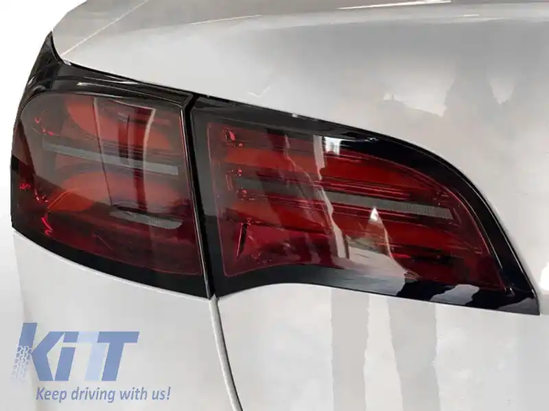 Set de stopuri LED potrivit pentru Tesla Model 3 după 2017, bază neagră și fumurie, stânga și dreapta-image-6237875