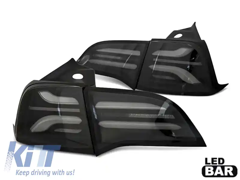 Set de stopuri LED potrivit pentru Tesla Model 3 după 2017, cu bază fumurie, stânga și dreapta