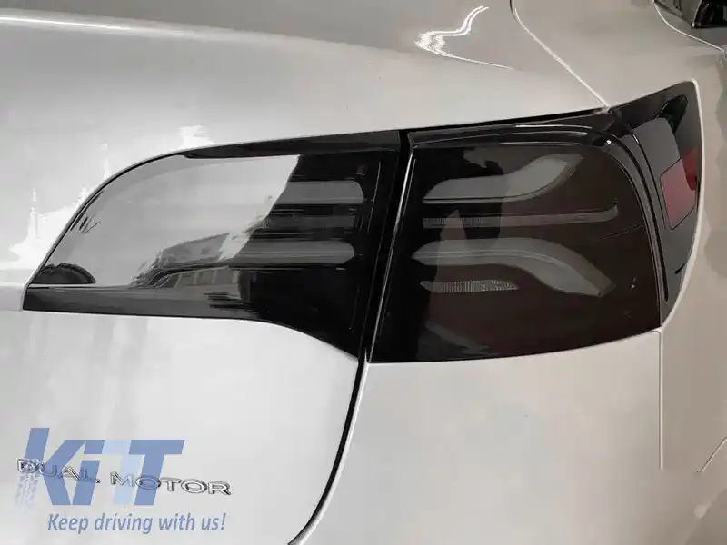 Set de stopuri LED potrivit pentru Tesla Model 3 după 2017, cu bază fumurie, stânga și dreapta-image-6237881