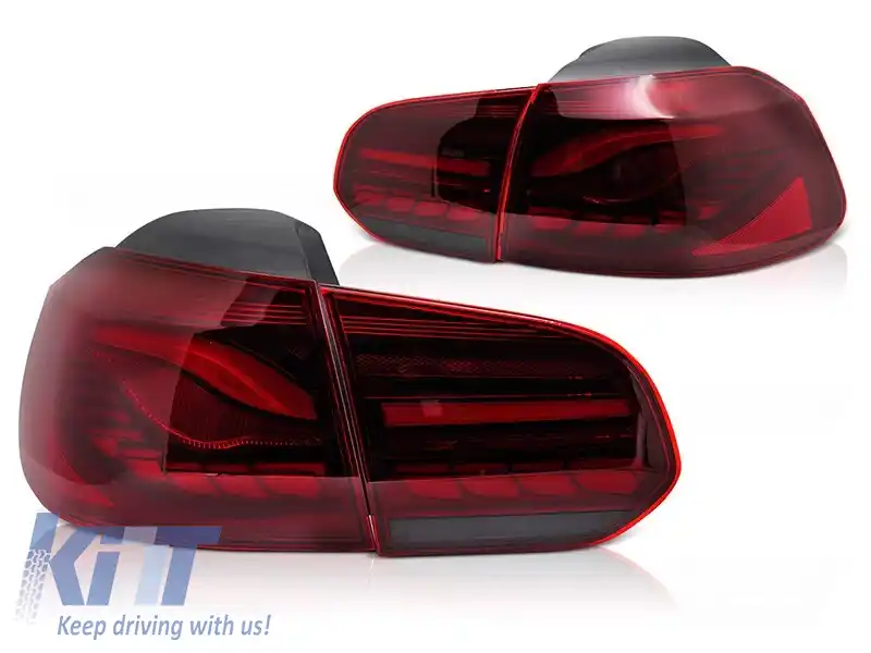 Set de stopuri LED potrivit pentru Volkswagen Golf VI 2008-2013, cu bază roșie, stânga și dreapta