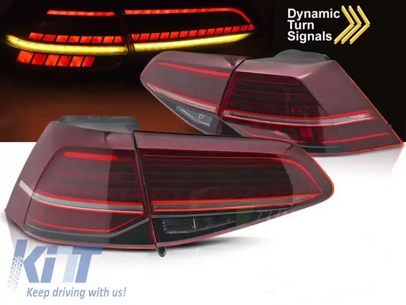 SET DE STOPURI LED POTRIVIT PENTRU VOLKSWAGEN GOLF VII 2013-2019 HATCHBACK, CU BAZĂ ROȘIE, STÂNGA ȘI DREAPTA