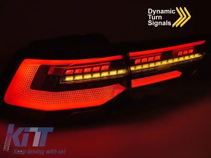 Set de stopuri LED potrivit pentru Volkswagen Golf VIII 2019-2024 hatchback, cu bază roșie, stânga și dreapta-image-6238253