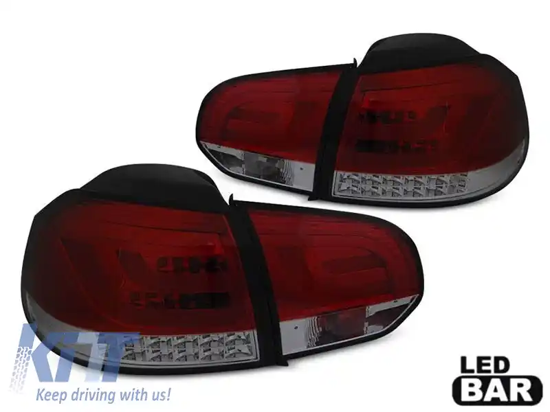 Set de stopuri LED potrivit pentru VW Golf 6 2008-2012, roșu și bază fumurie, stânga și dreapta