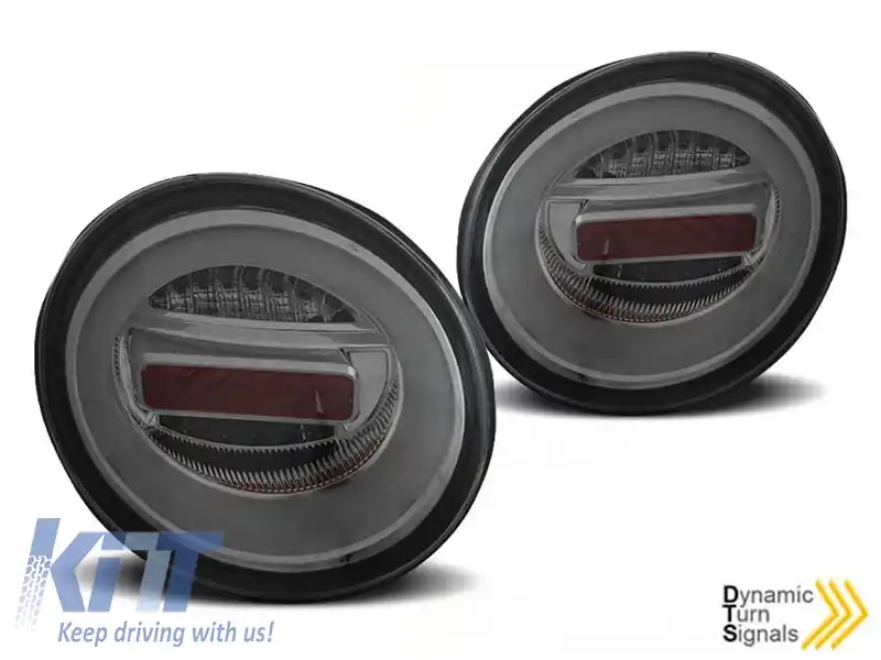 Set de stopuri LED potrivit pentru VW New Beetle hatchback, cabrio 1998-2005, cu bază fumurie, stânga și dreapta