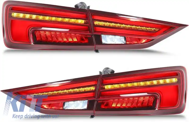 Set de stopuri potrivit pentru Audi A3 8V 2013-2019 Sedan Bar LED Roșu/Întunecat-image-6315301