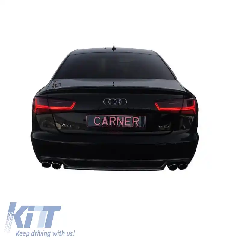 Set de stopuri potrivit pentru Audi A6 C7 11-15 Bar LED Dinamic Roșu/Cristal Ochi de Vultur-image-6291172