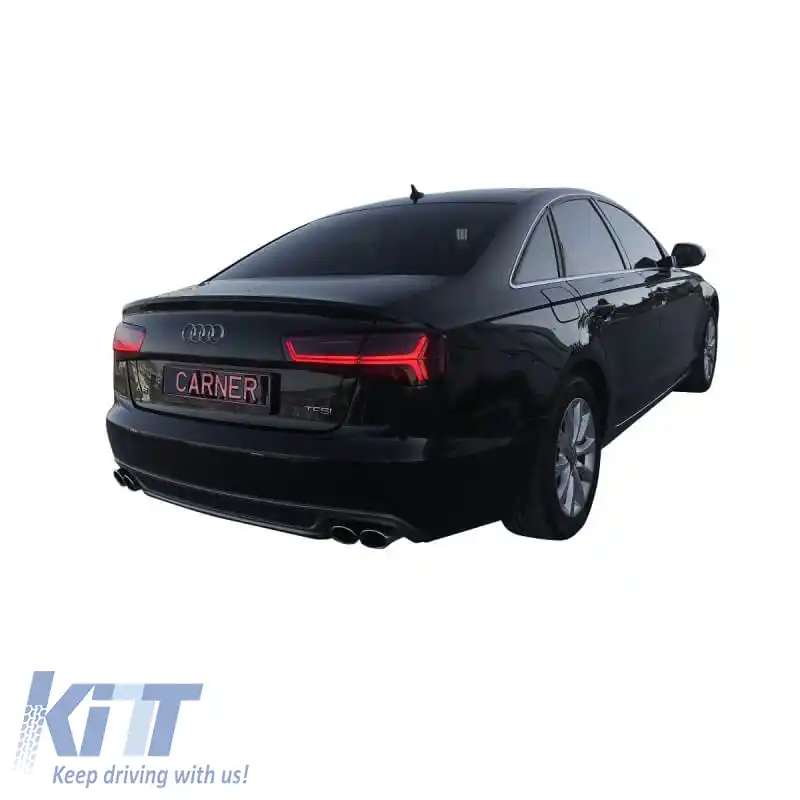Set de stopuri potrivit pentru Audi A6 C7 11-15 Bar LED Dinamic Roșu/Cristal Ochi de Vultur-image-6291174