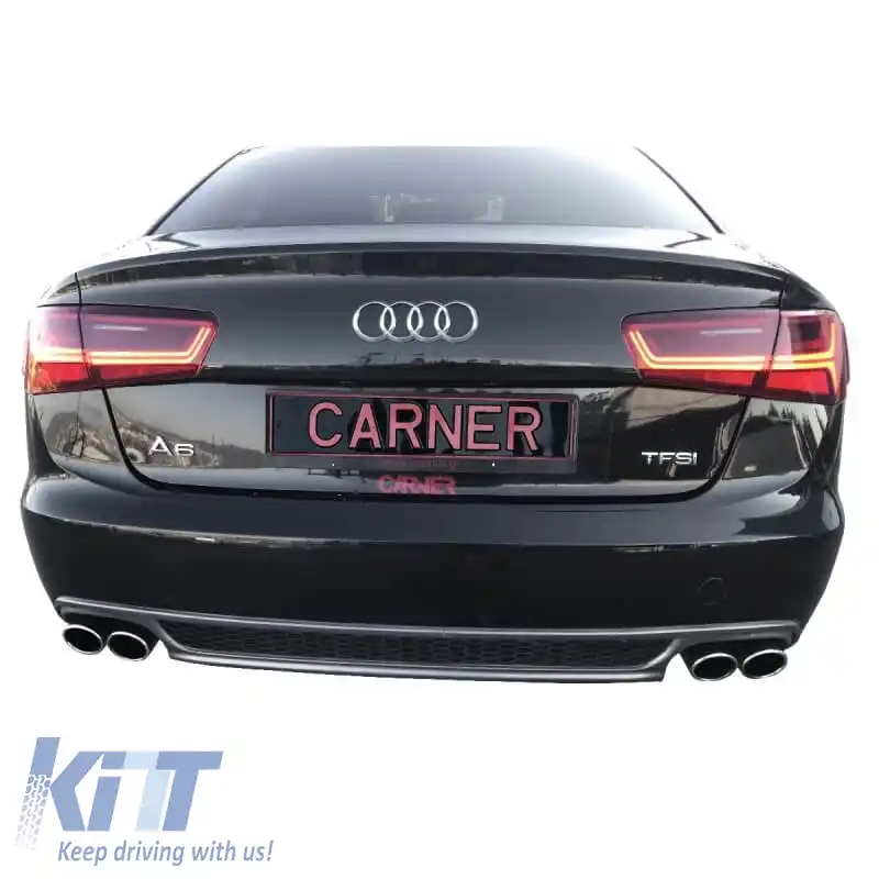 Set de stopuri potrivit pentru Audi A6 C7 11-15 Bar LED Dinamic Roșu/Cristal Ochi de Vultur-image-6291175
