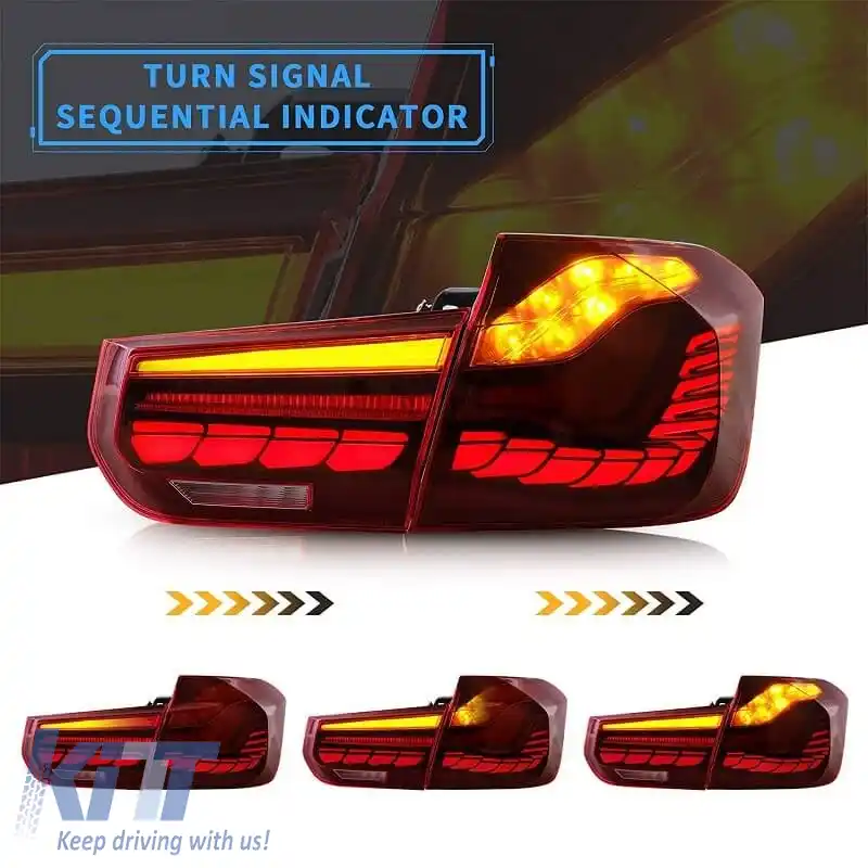 Set de stopuri potrivit pentru Bmw 3 F30 11-18 Sedan M4 Look OLed Dynamic Start Up Roșu/Crystal Vland-image-6292539
