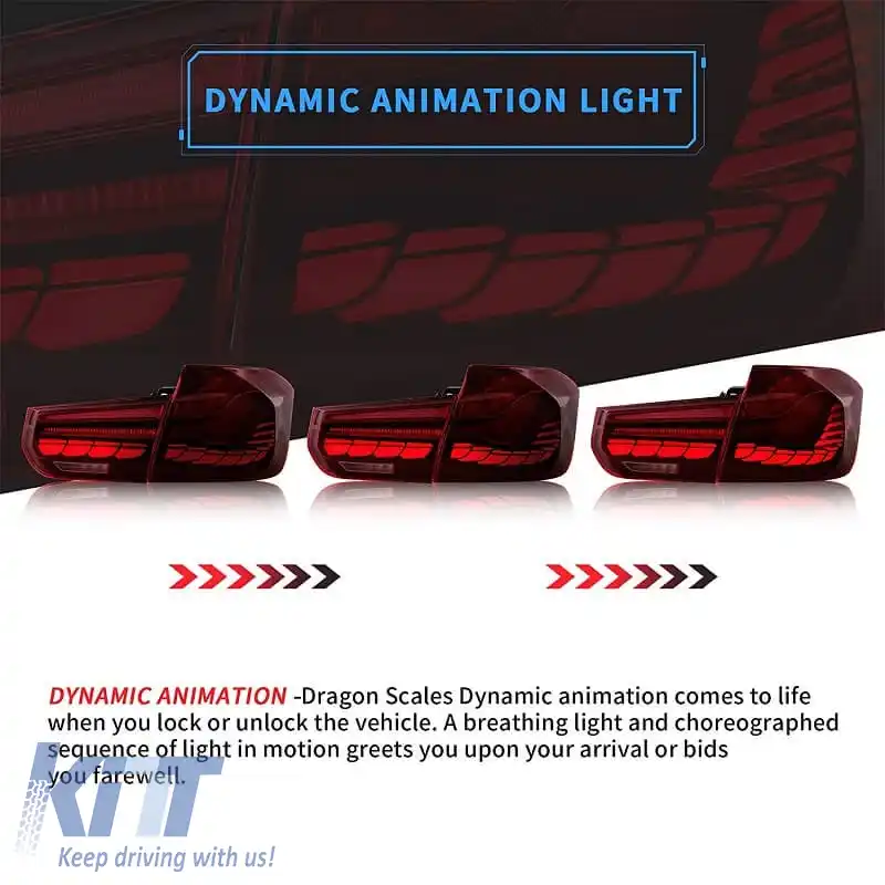 Set de stopuri potrivit pentru Bmw 3 F30 11-18 Sedan M4 Look OLed Dynamic Start Up Roșu/Crystal Vland-image-6292540