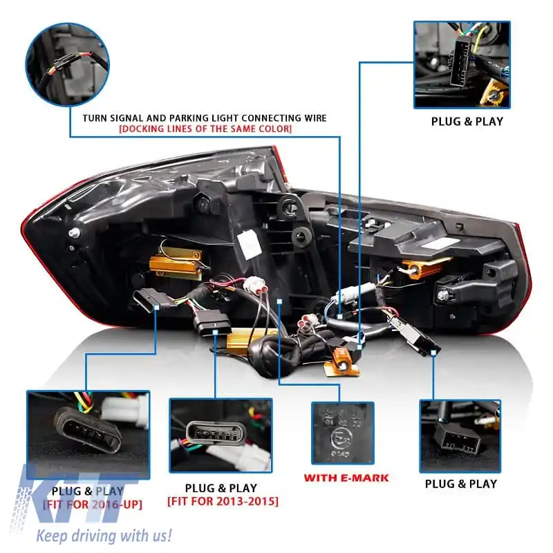 Set de stopuri potrivit pentru Bmw 3 F30 11-18 Sedan M4 Look OLed Dynamic Start Up Roșu/Crystal Vland-image-6292541