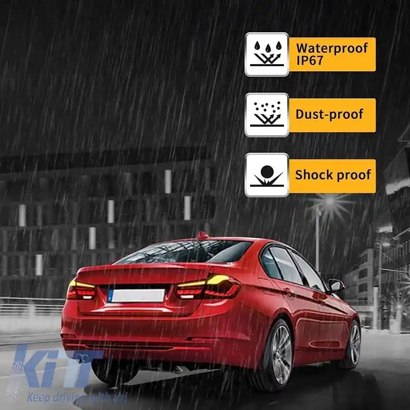 Set de stopuri potrivit pentru Bmw 3 F30 11-18 Sedan M4 Look OLed Dynamic Start Up Roșu/Crystal Vland-image-6292542