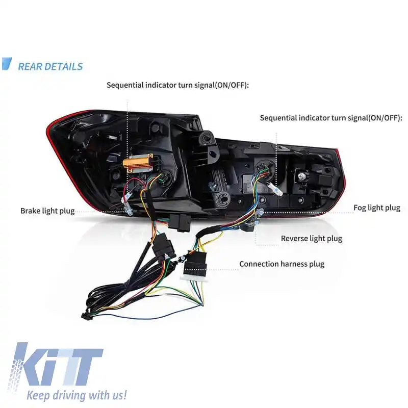 Set de stopuri potrivit pentru Bmw 3 F30 11-18 Sedan CSL M3 F80 / Aspect Laser Roșu/Crystal Vland-image-6321308