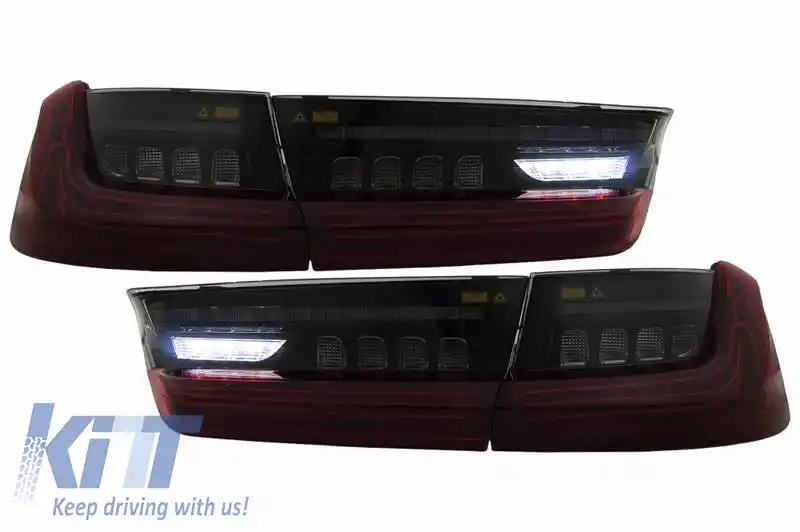 Set de Stopuri Potrivit pentru BMW 3 G20 18-22 Sedan Aspect Laser Roșu/Smokey Vland-image-6324944