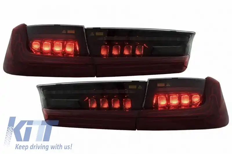 Set de Stopuri Potrivit pentru BMW 3 G20 18-22 Sedan Aspect Laser Roșu/Smokey Vland-image-6325197