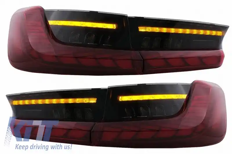 Set de stopuri potrivit pentru BMW 3 G20 G28 M3 G80 18-22 Sedan Semnal Dinamic Roșu/Smokey Vland-image-6324925