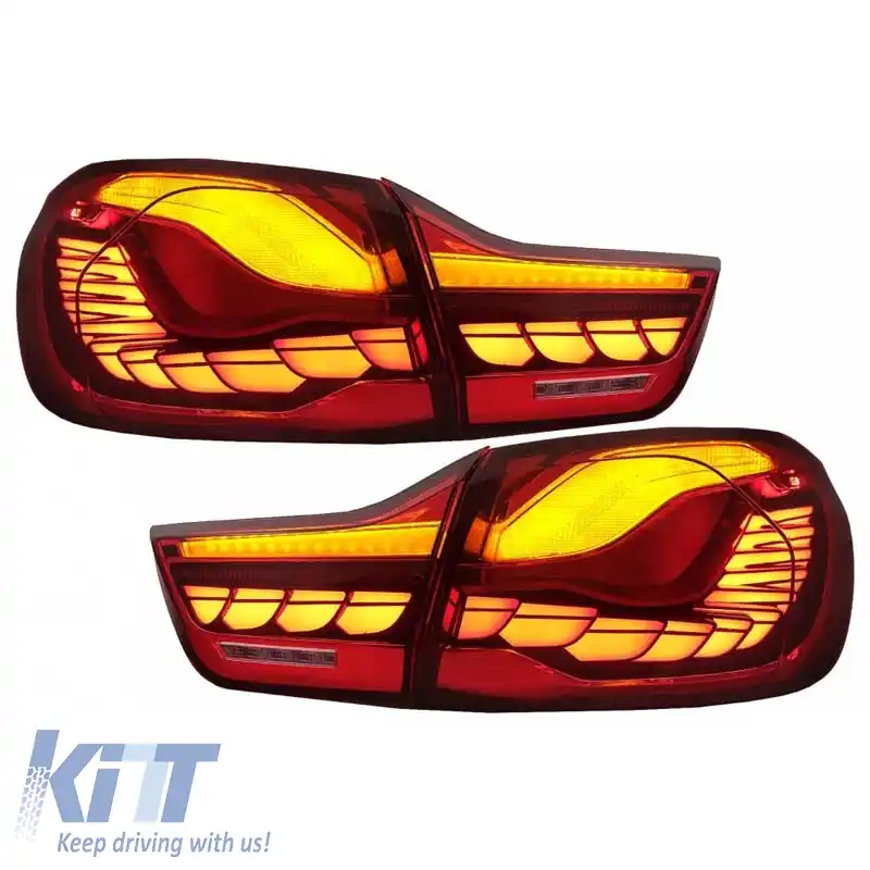 Set de stopuri potrivit pentru Bmw 4 F32 F33 F36 M4 F82 F83 (2013-03.2019) Aspect M4 OLed Dynamic Start Up Roșu/Cristal Vland-image-6315115