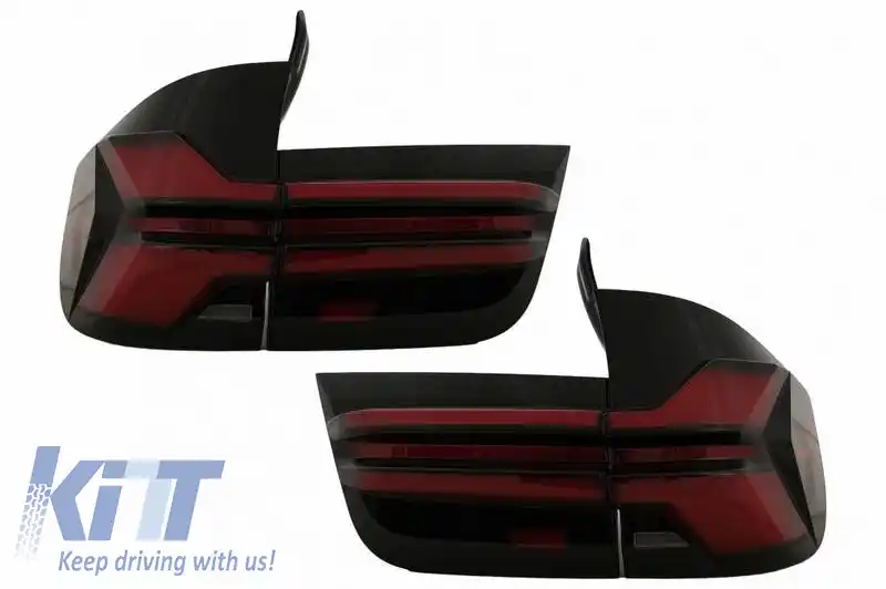 Set de stopuri potrivit pentru BMW X5 E70 07-13 Upgrade cu bară LED pentru aspect G05 LCI fumuriu-image-6318162