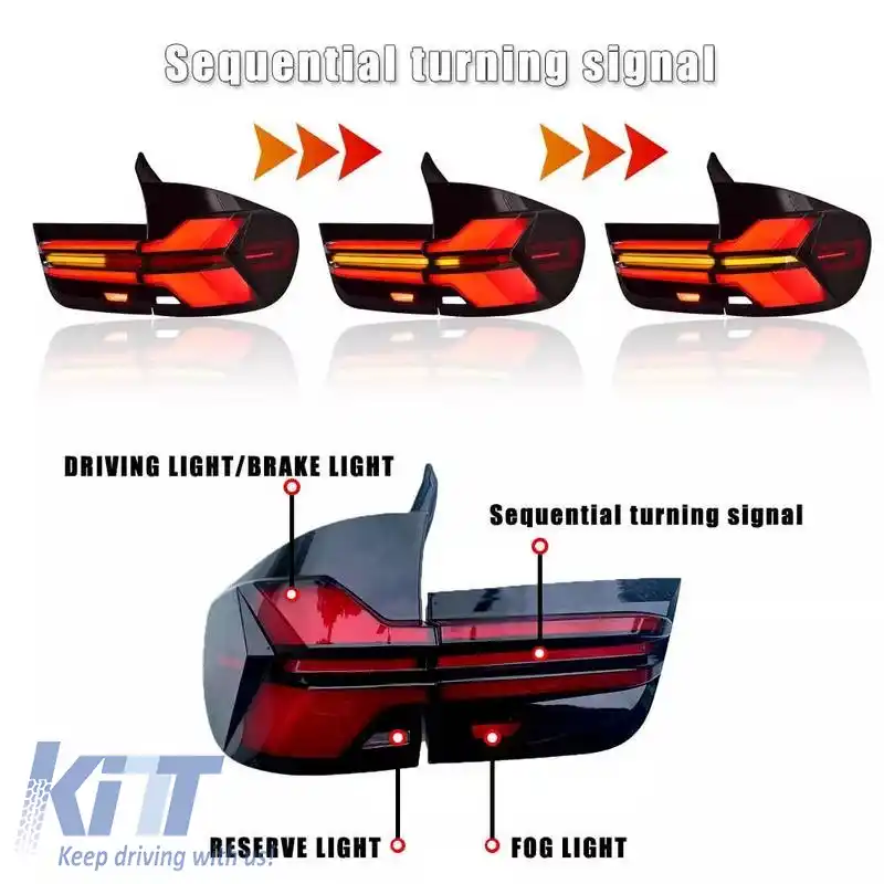 Set de stopuri potrivit pentru BMW X5 E70 07-13 Upgrade cu bară LED pentru aspect G05 LCI fumuriu-image-6318169