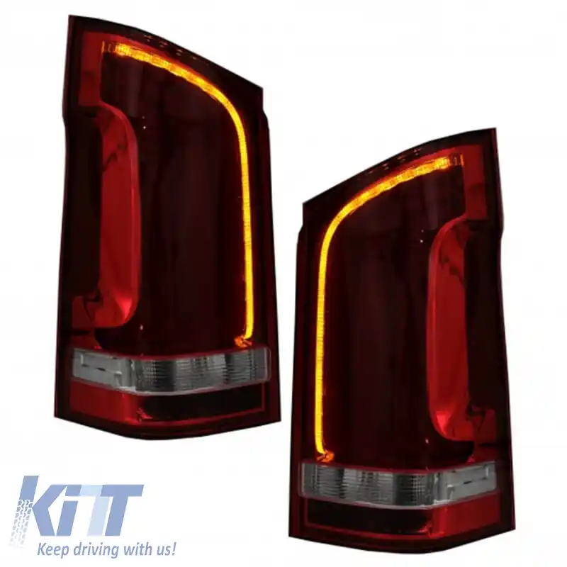 Set de stopuri potrivit pentru Mercedes-Benz Vito W447 14+ Bară Led completă & Semnal Led dinamic Roșu/Cristal Carner-image-6291165