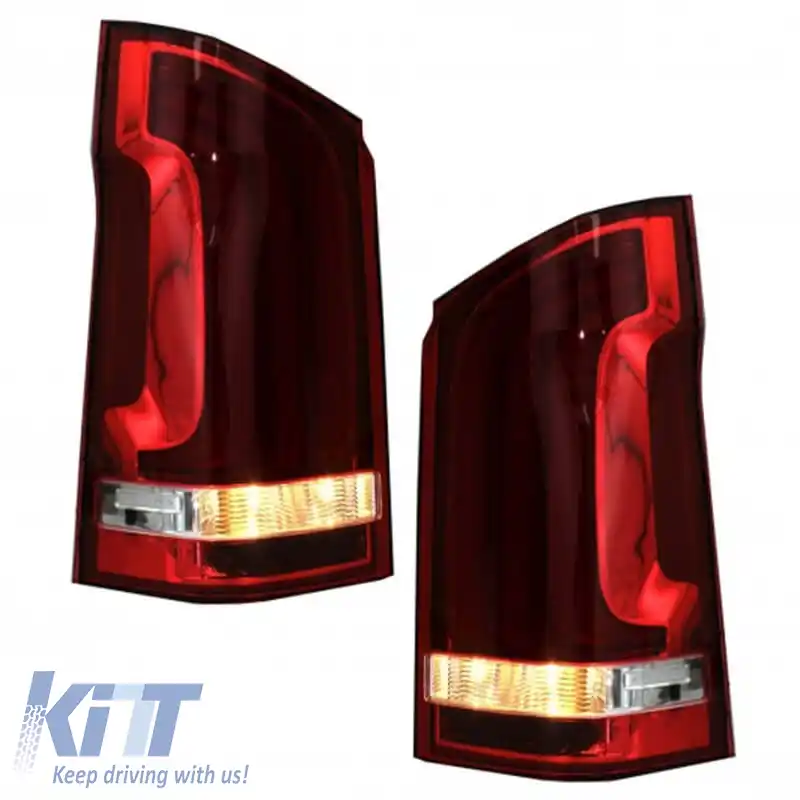 Set de stopuri potrivit pentru Mercedes-Benz Vito W447 14+ Bară Led completă & Semnal Led dinamic Roșu/Cristal Carner-image-6291167