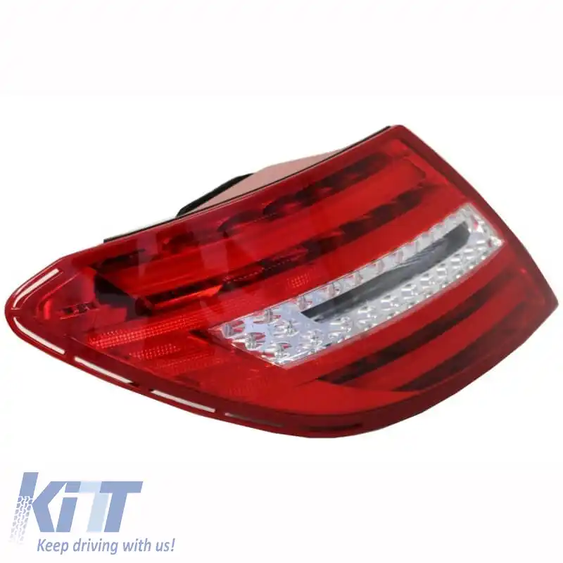 Set de stopuri potrivit pentru Mercedes-Benz C-Class W204 07-12 Aspect facelift cu bară LED Roșu/Crystal Carner-image-6291016
