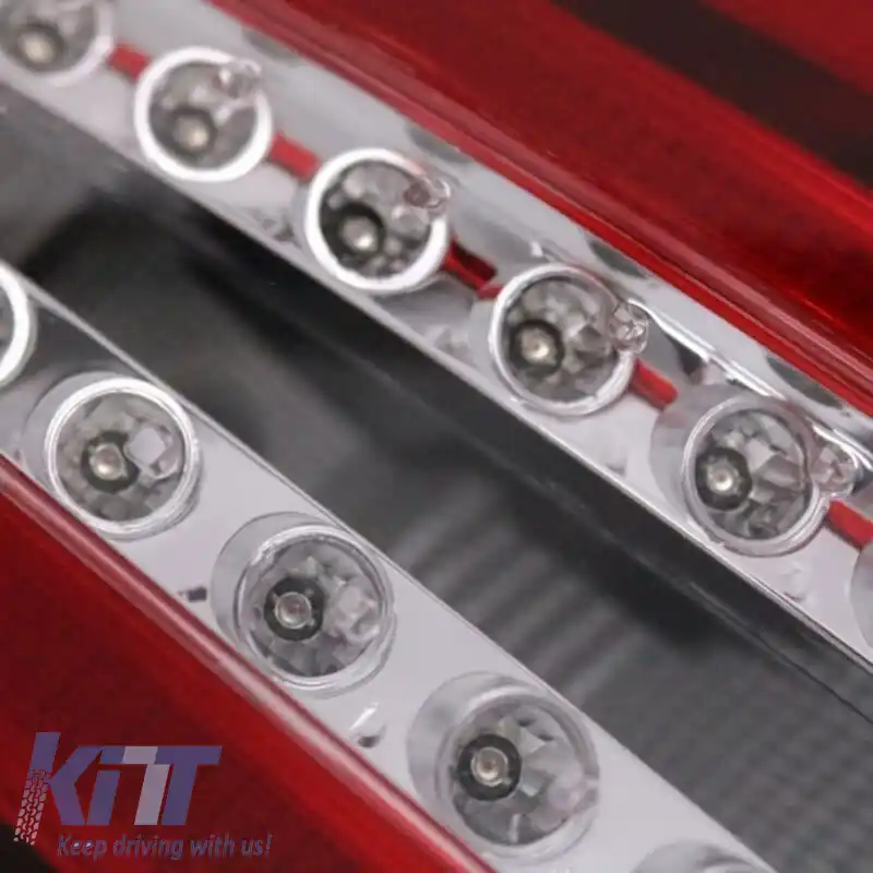 Set de stopuri potrivit pentru Mercedes-Benz C-Class W204 07-12 Aspect facelift cu bară LED Roșu/Crystal Carner-image-6291017