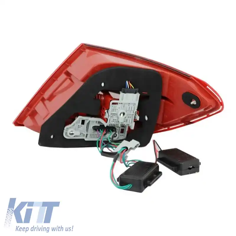 Set de stopuri potrivit pentru Mercedes-Benz C-Class W204 07-12 Aspect facelift cu bară LED Roșu/Crystal Carner-image-6291020