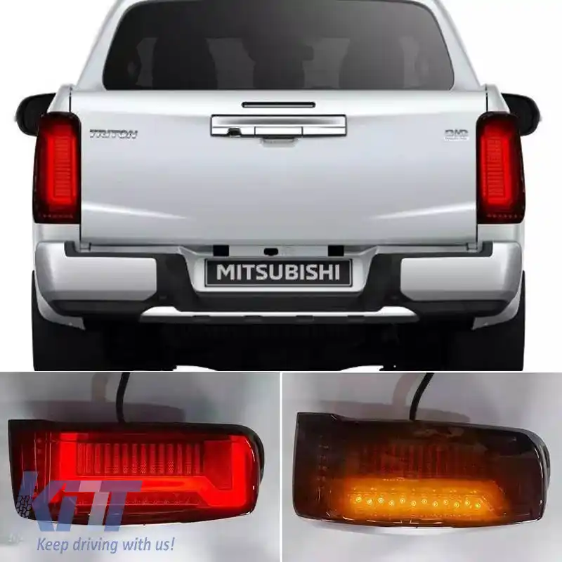 Set de stopuri potrivit pentru Mitsubishi L200 2019+ Bară LED Fum Red-image-6314232