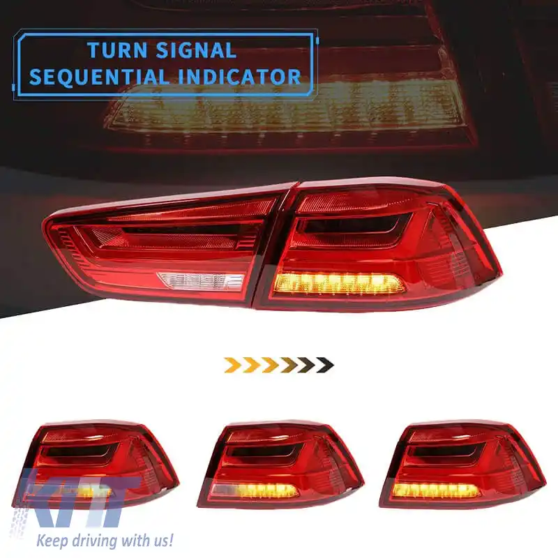 Set de Stopuri Potrivit pentru Mitsubishi Lancer X 08-17 Led Bar Roșu/Crystal VLAND-image-6291090