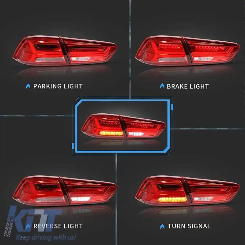 Set de Stopuri Potrivit pentru Mitsubishi Lancer X 08-17 Led Bar Roșu/Crystal VLAND-image-6291092