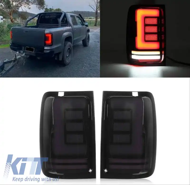 Set de Stopuri Potrivit pentru VW Amarok 10-21 Bară Led Completă Semnal Dinamic Negru / Fum Carner-image-6315264