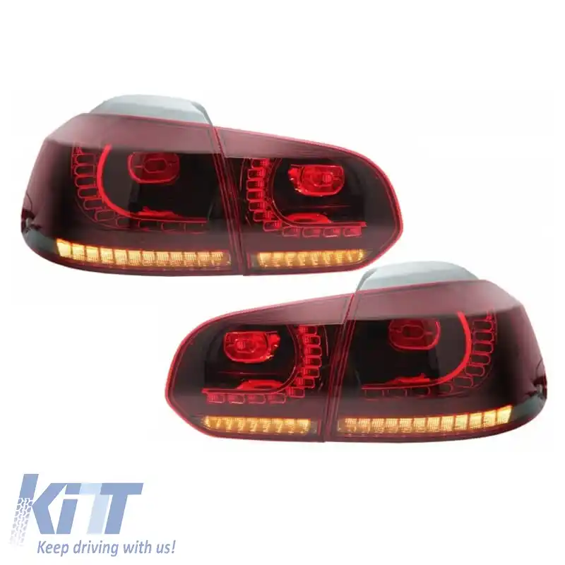 Set de Stopuri Potrivit pentru VW Golf VI (6) 08-12 Full LED Dinamic GTI R20 Look Roșu Cireș/Alb VLand-image-6290994