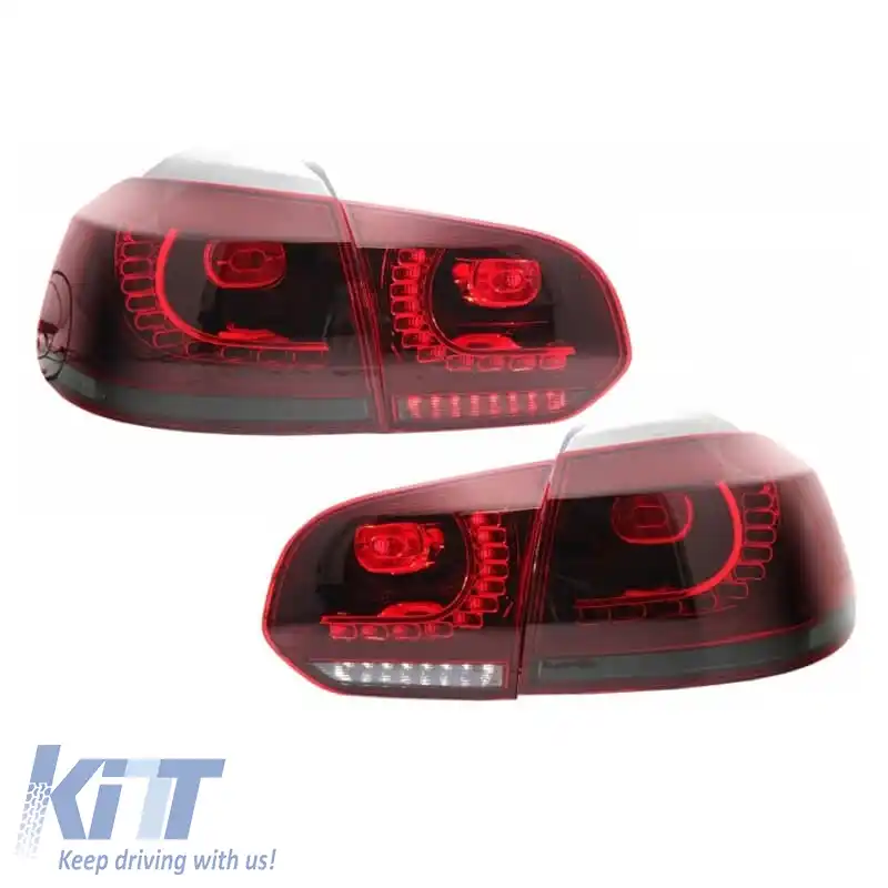 Set de Stopuri Potrivit pentru VW Golf VI (6) 08-12 Full LED Dinamic GTI R20 Look Roșu Cireș/Alb VLand-image-6290995