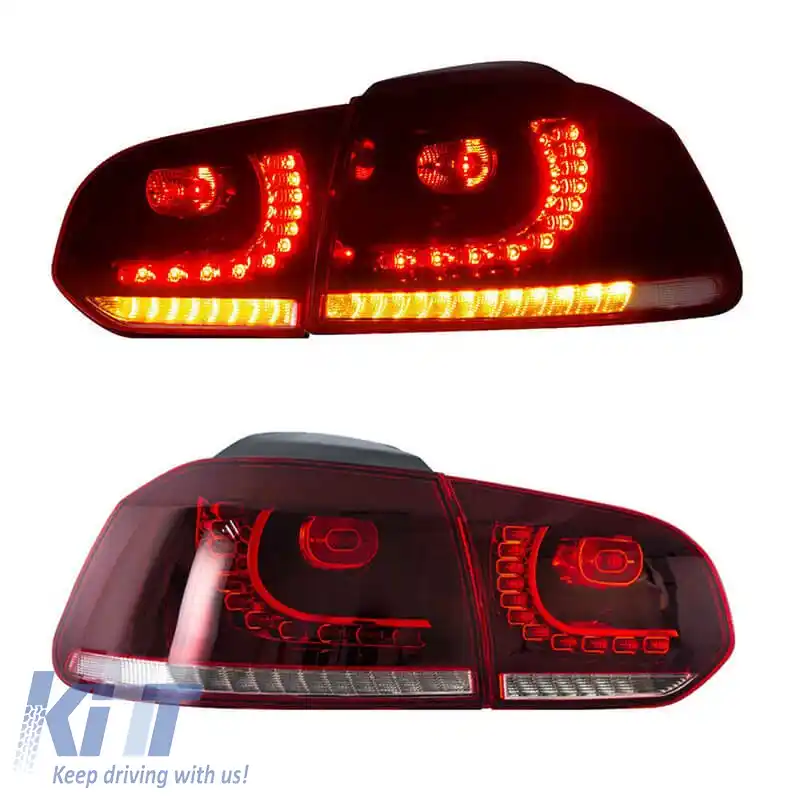 Set de stopuri potrivit pentru VW Golf VI (6) 08-12 Full Led GTI R20 Look Roșu/Smokey VLand-image-6291002