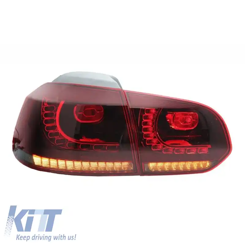 Set de stopuri potrivit pentru VW Golf VI (6) 08-12 Full Led Dinamic GTI R20 Look Roșu Cireș/Smokey VLand-image-6298835