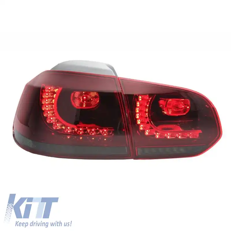 Set de stopuri potrivit pentru VW Golf VI (6) 08-12 Full Led Dinamic GTI R20 Look Roșu Cireș/Smokey VLand-image-6298839