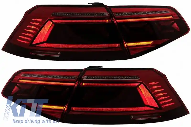 Set de stopuri potrivit pentru VW Passat B8 3G (2015-2019) Limuzină cu lumini de semnalizare dinamice secvențiale design B8.5 Roșu/Cristal-image-6314201