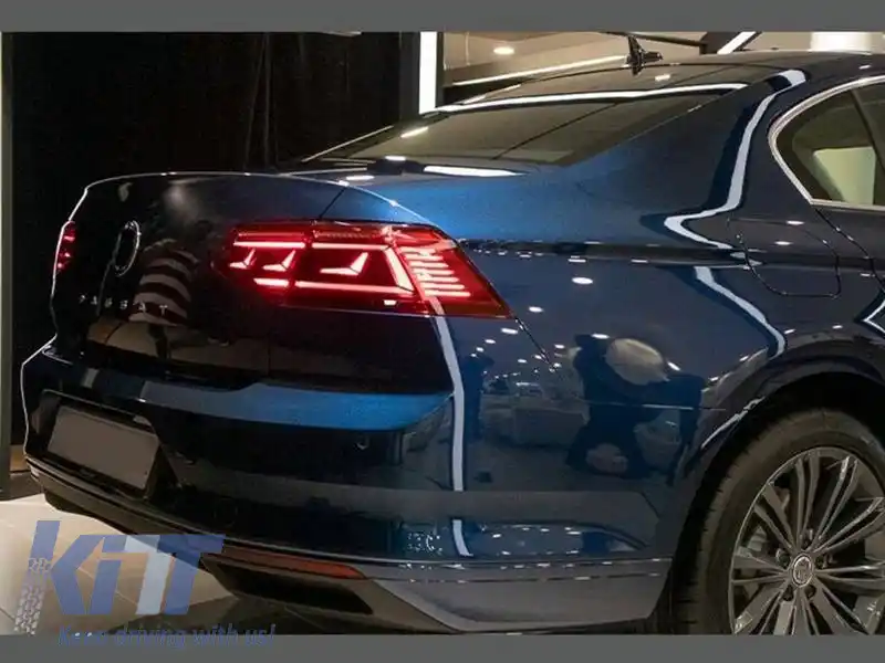 Set de stopuri potrivit pentru VW Passat B8 3G (2015-2019) Limuzină cu lumini de semnalizare dinamice secvențiale design B8.5 roșu/cristal-image-6315259