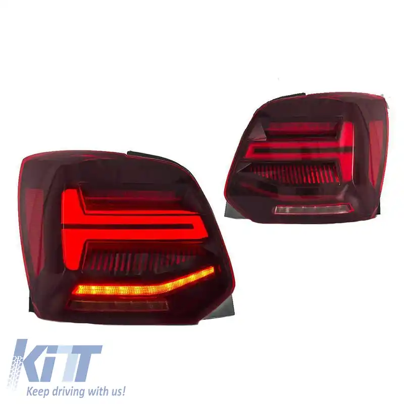 Set de Stopuri Potrivit pentru VW Polo 6R 09-14 LED Bar Dinamic Roșu/Cristal VLand-image-6294339