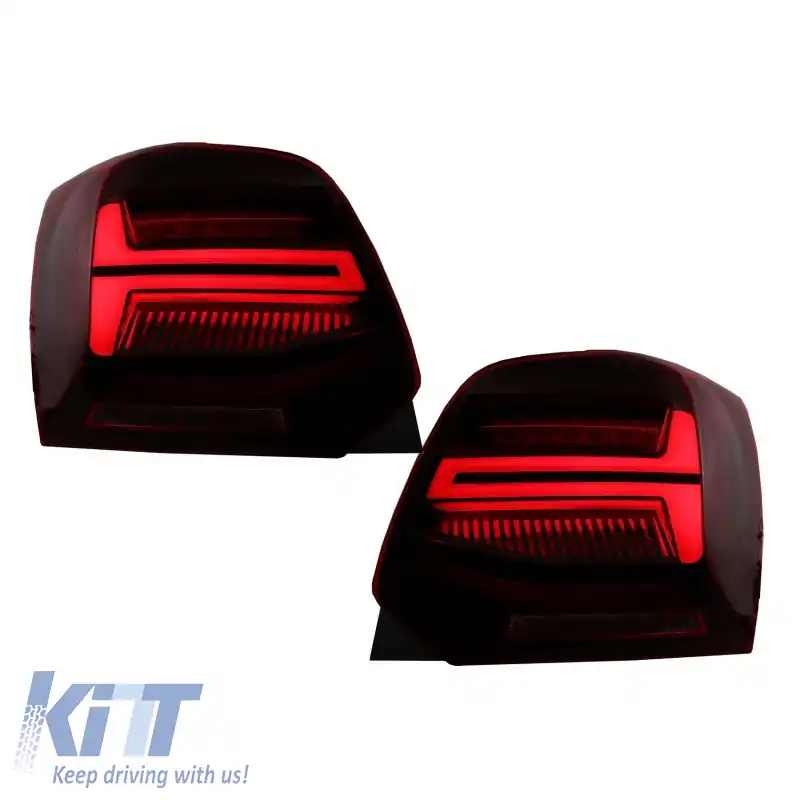 Set de Stopuri Potrivit pentru VW Polo 6R 09-14 LED Bar Dinamic Roșu/Cristal VLand-image-6294340