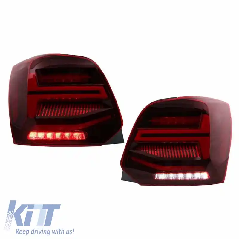 Set de Stopuri Potrivit pentru VW Polo 6R 09-14 LED Bar Dinamic Roșu/Cristal VLand-image-6294343