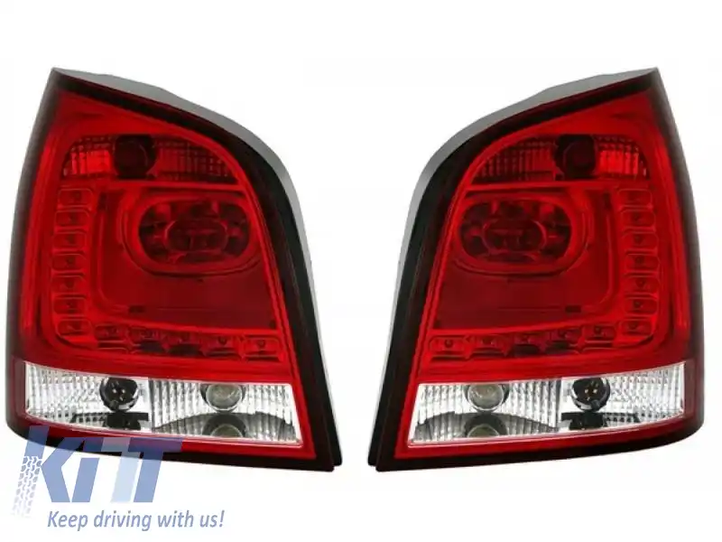 Set de stopuri potrivit pentru VW Polo 9N3 05-09 LED GTI/R20 Look Roșu/Transparent Eagle Eyes-image-6325256