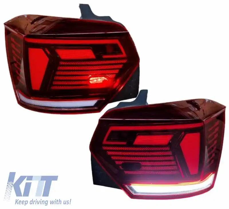 Set de Stopuri Potrivit pentru VW Polo AW 2018+ LED R-Line Look Roșu/Cristal-image-6315241