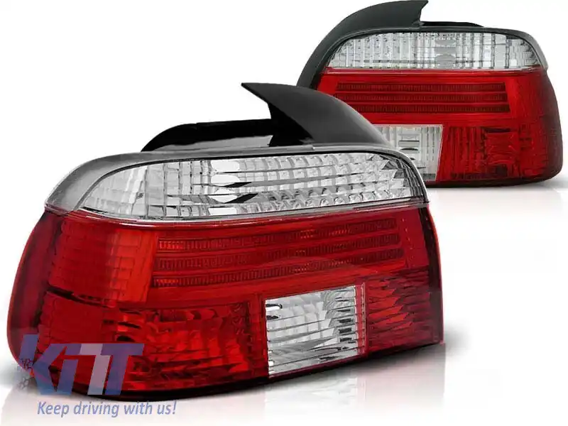 Set de stopuri tuning potrivit pentru BMW E39 09.1995-08.2000 sedan cu bază roșie și albă, stânga și dreapta