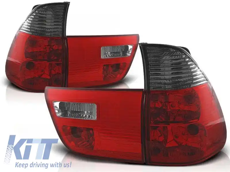 Set de stopuri tuning potrivit pentru BMW X5 E53 09.1999-10.2003 cu bază roșie și fumurie, stânga și dreapta