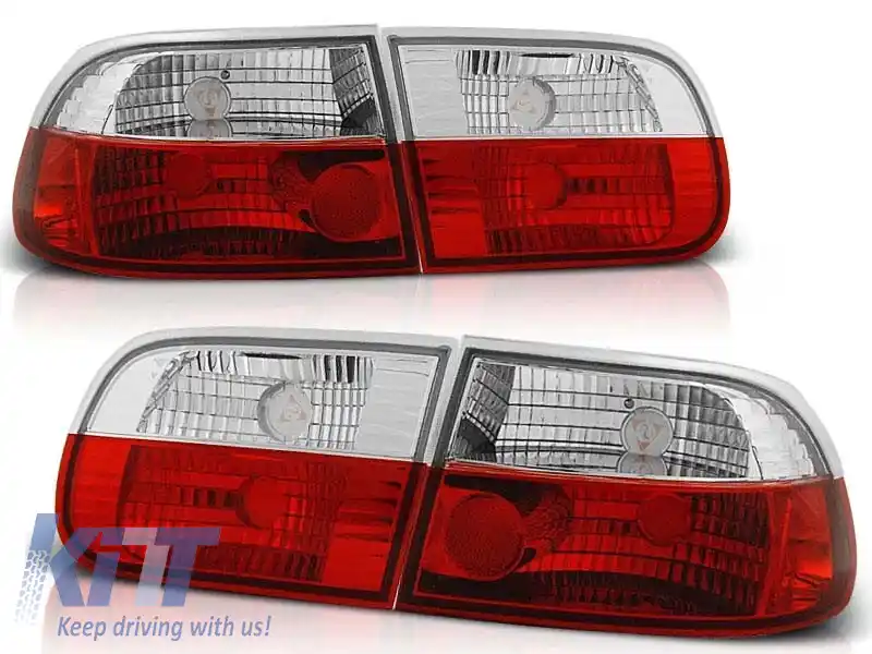 Set de stopuri tuning potrivit pentru Honda CIVIC 0 09.1991-08.1995 3 uși cu bază roșie și albă, stânga și dreapta