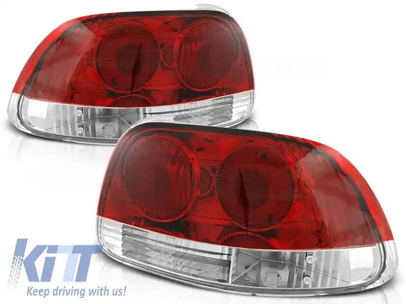 Set de stopuri tuning potrivit pentru Honda CRX DEL SOL 03.1992-1997 cu bază roșie și albă, stânga și dreapta