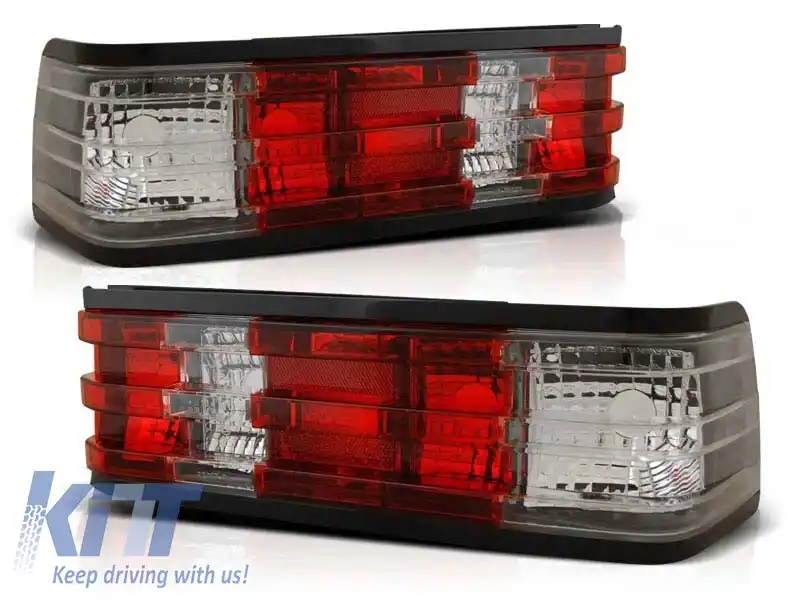 Set de stopuri tuning potrivit pentru Mercedes W201/190 12.1982-05.1993 cu bază roșie și albă, stânga și dreapta